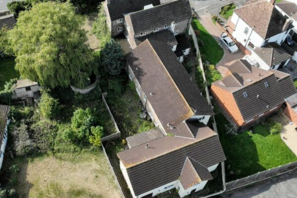 Willow Tree Apartments, in Yate Bristol rear aerial view